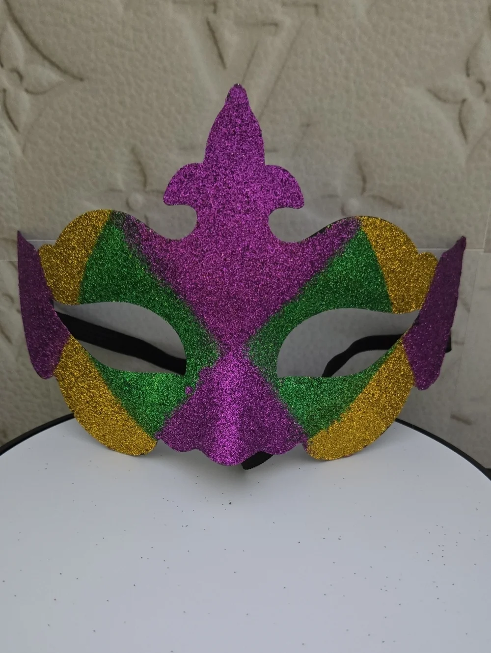 Purple, Green & Gold Glitter Mardi Gras Masquerade Mask